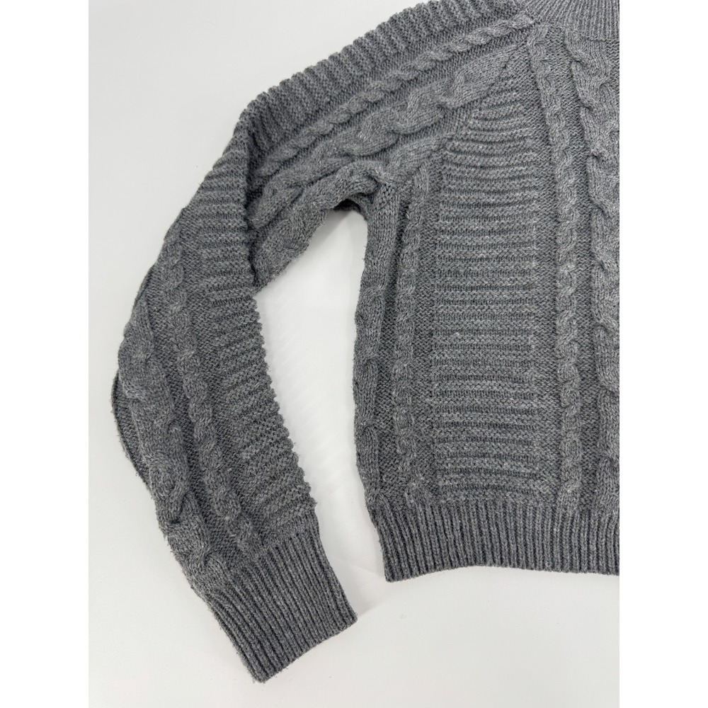 Lulus Sweater Womens XS Gray Cable Knit Turtleneck Cropped Cozy Warm Winter - Picture 2 of 12